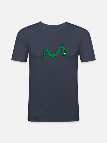 Funny Snake - Männer Slim Fit T-Shirt - Navy
