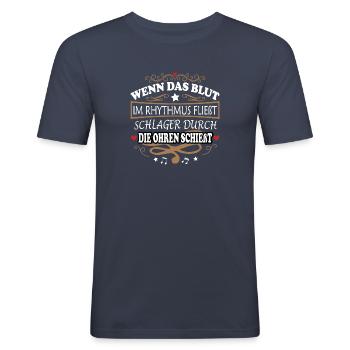 Schlagerparty Schlager Volksmusik Feiern Party - Männer Slim Fit T-Shirt - Navy - Vorne - Nik (191cm)