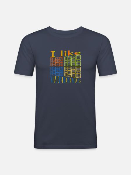 I like Windows - Männer Slim Fit T-Shirt - Navy