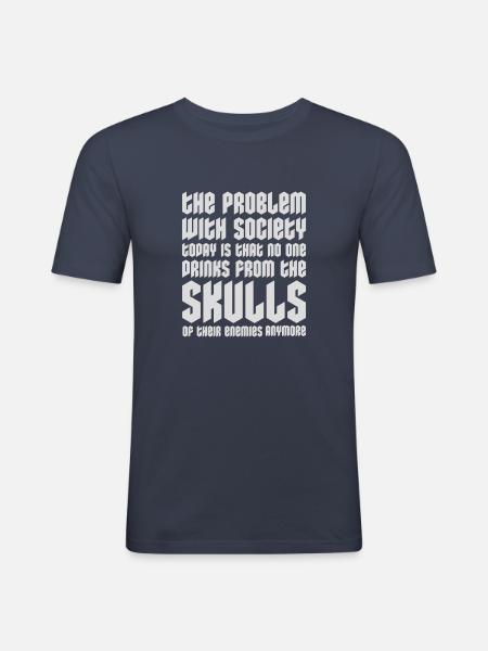 drinks from enemies skulls - Men's Slim Fit T-Shirt - navy
