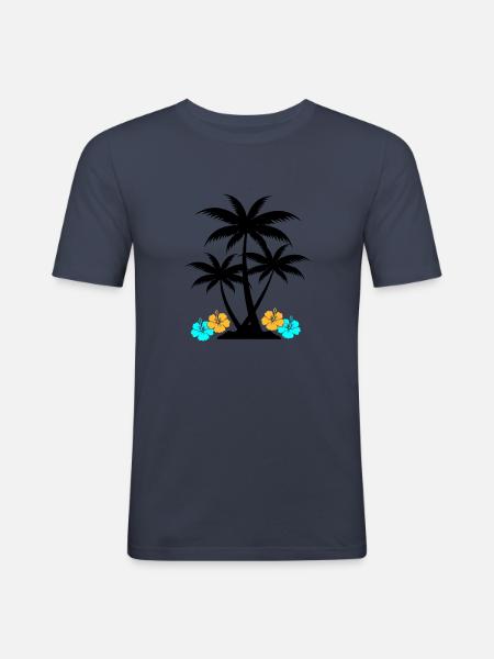 Palm hibiscus - Men's Slim Fit T-Shirt - navy