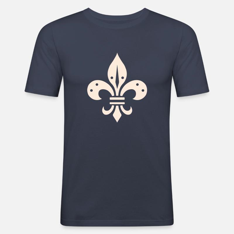 Fleur de lis Design - Männer Slim Fit T-Shirt - Navy