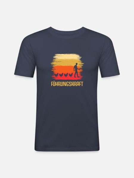 Führungskraft Hühner Hahn - Männer Slim Fit T-Shirt - Navy