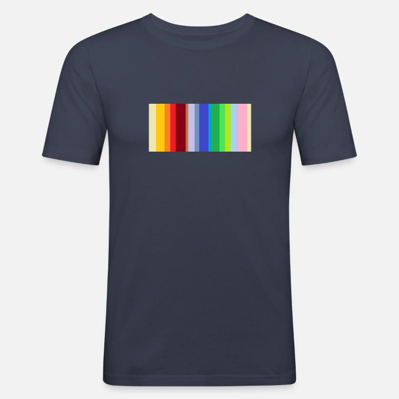 Strichcode: divers - Männer Slim Fit T-Shirt - Navy