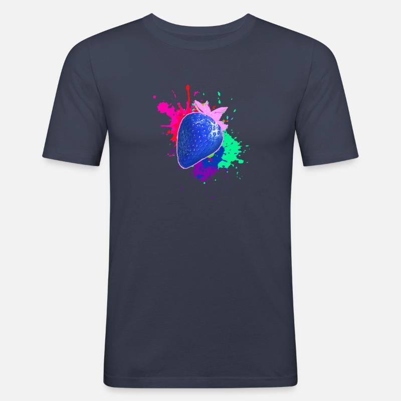 pop-art,erdbeere,farbklecks, splash - Männer Slim Fit T-Shirt - Navy