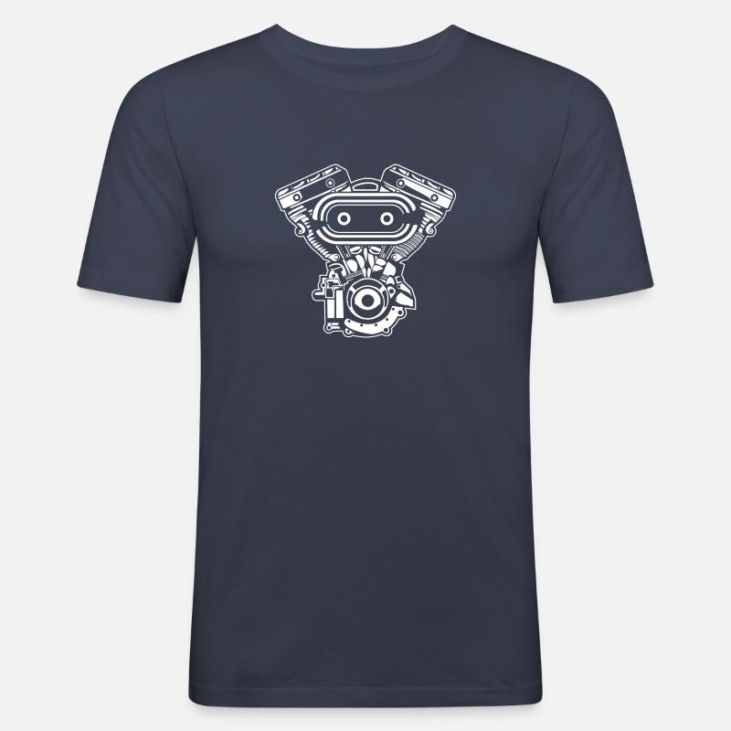 Motorcycle Engine / Engine 02_white - Men's Slim Fit T-Shirt - navy
