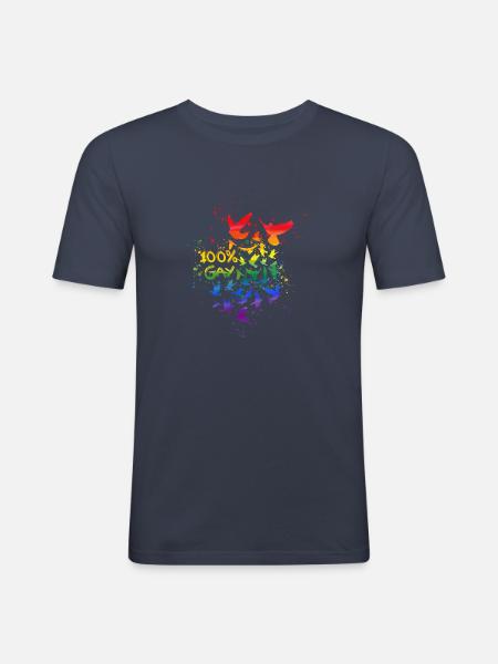 100% gay,deaf,deaf,graffiti,rainbow,LGBT - Men's Slim Fit T-Shirt - navy