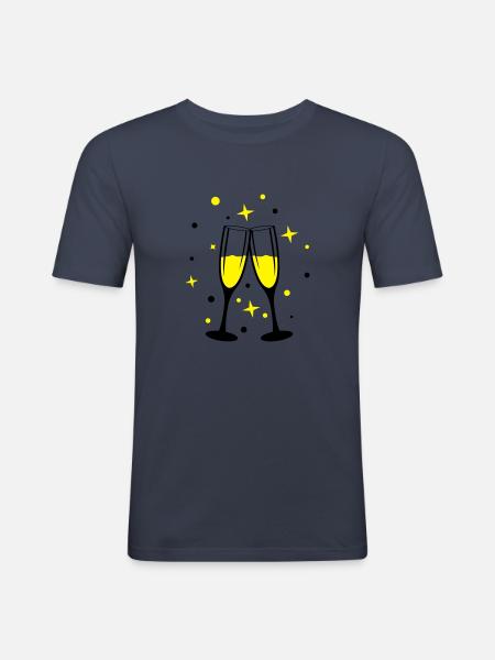 sekt anstossen - Männer Slim Fit T-Shirt - Navy