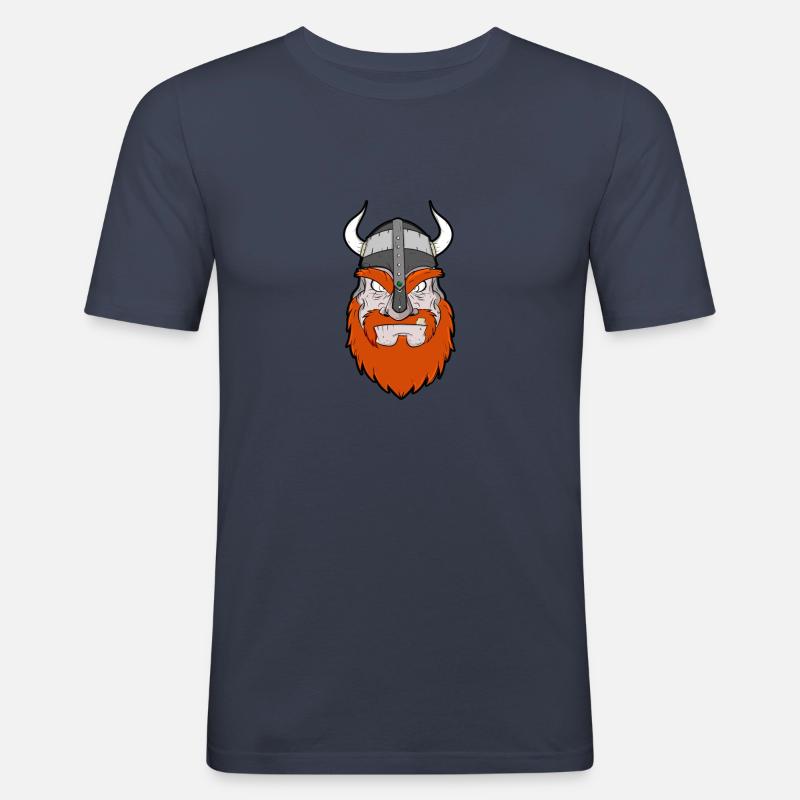 Wikinger-Design mit farbigem Bart - Männer Slim Fit T-Shirt - Navy