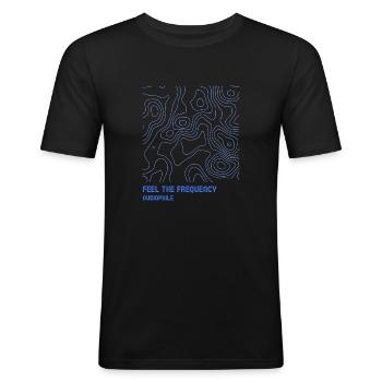 Audiofiel - Voel de frequentie - Mannen slim fit T-shirt - zwart - Voor - Nik (191cm)