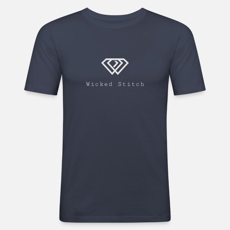 Wicked Stitch Basic - Männer Slim Fit T-Shirt - Navy