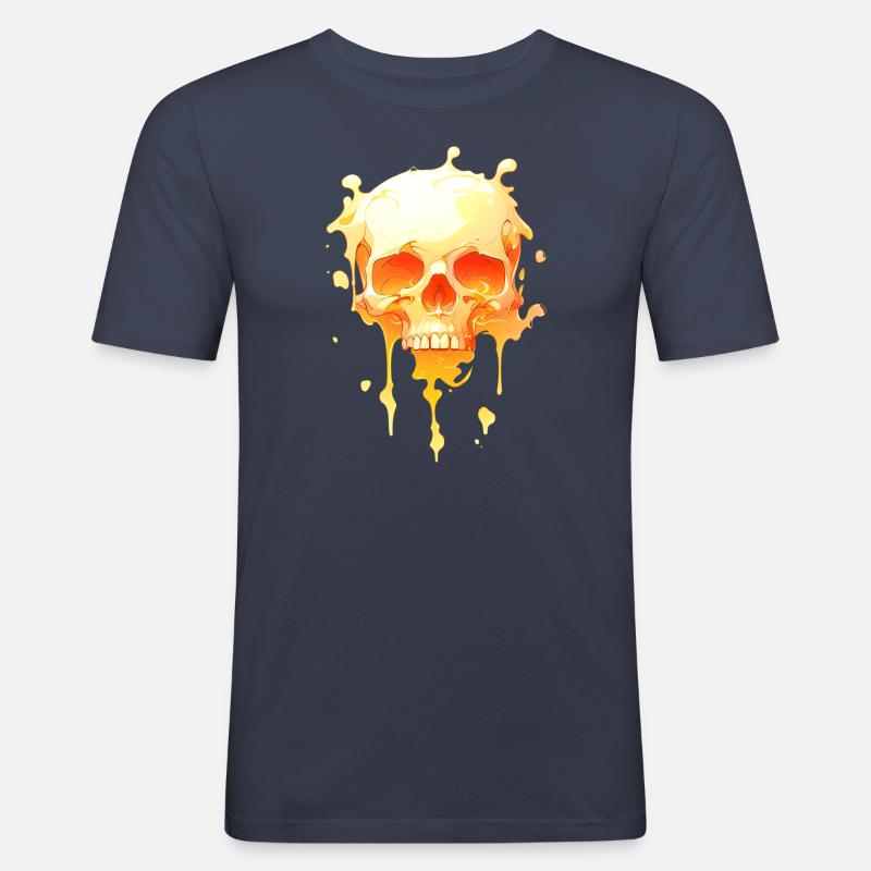 Schmelzender Schädel 003 - Männer Slim Fit T-Shirt - Navy