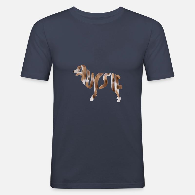 Australian Shepherd Aussie Silhouette - Männer Slim Fit T-Shirt - Navy