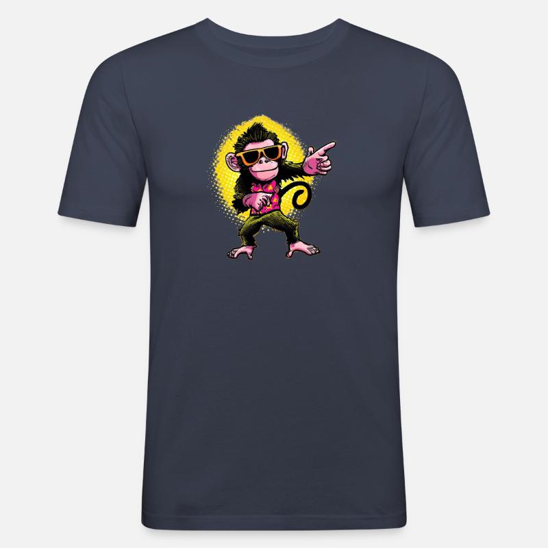 Funky Affe - Männer Slim Fit T-Shirt - Navy