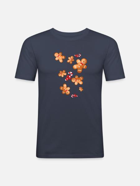 gingerbread,christmas,sweets,gingerbread man - Men's Slim Fit T-Shirt - navy