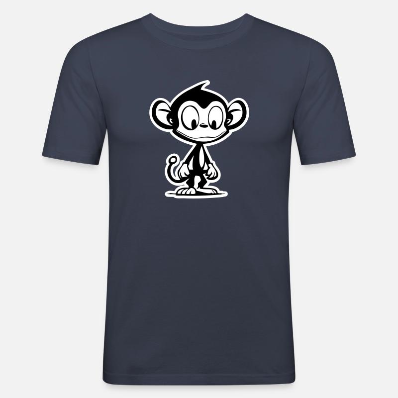 Affe Cartoon Comic - Männer Slim Fit T-Shirt - Navy