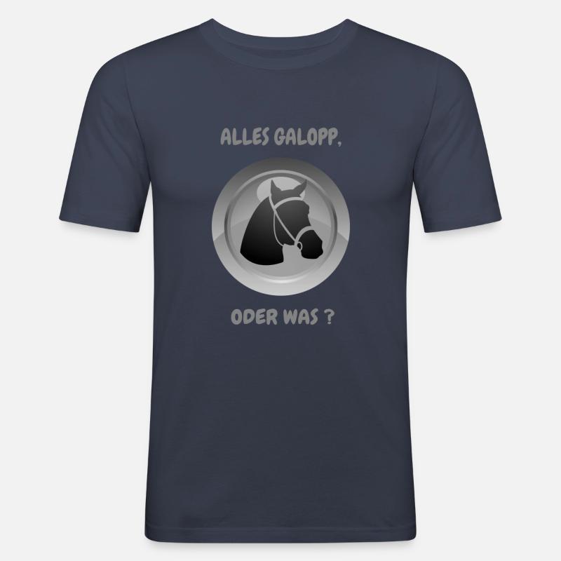 ALLES GALOPP, ODER WAS ? - Männer Slim Fit T-Shirt - Navy