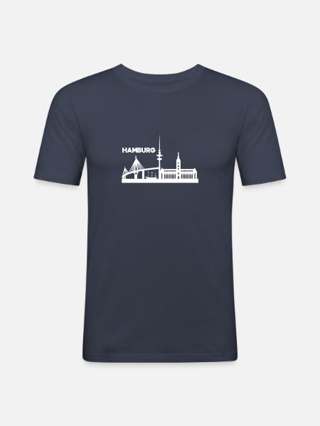 toits de Hambourg - T-shirt près du corps Homme - bleu marine
