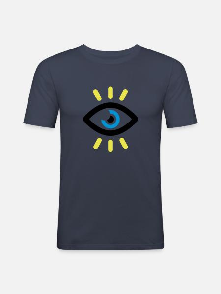 OPEN EYE SYMBOL - Men's Slim Fit T-Shirt - navy