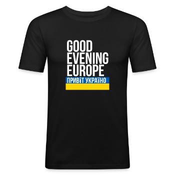 Guten Abend Europa - Männer Slim Fit T-Shirt - Schwarz - Vorne - Nik (191cm)
