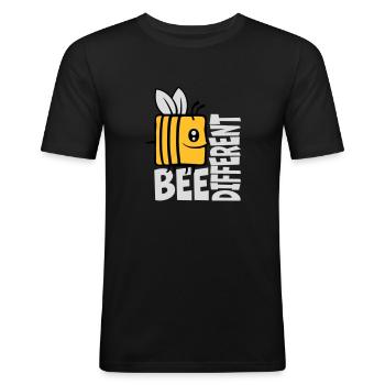 bee different Spruch Zitat - Männer Slim Fit T-Shirt - Schwarz - Vorne - Nik (191cm)