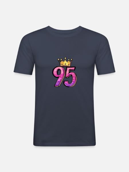 95 Numéro Jersey Couronne - T-shirt près du corps Homme - bleu marine