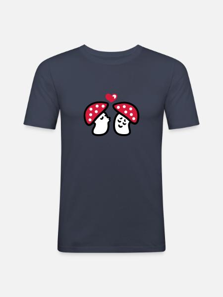 verliebte Pilze 3 - Männer Slim Fit T-Shirt - Navy