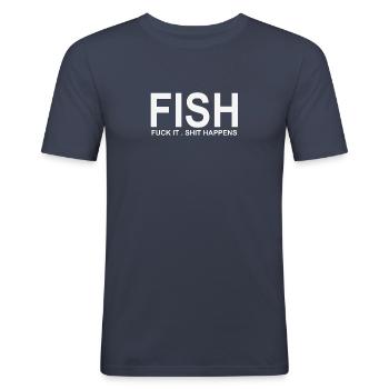 FISCH SARKASTISCHES T-SHIRT - Männer Slim Fit T-Shirt - Navy - Vorne - Nik (191cm)
