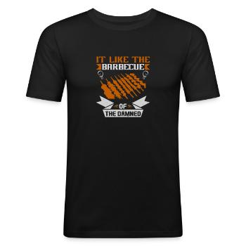 IT LIKE THE BARBECUE OF THE DAMNED - Men's Slim Fit T-Shirt - black - Front - Nik (191cm)