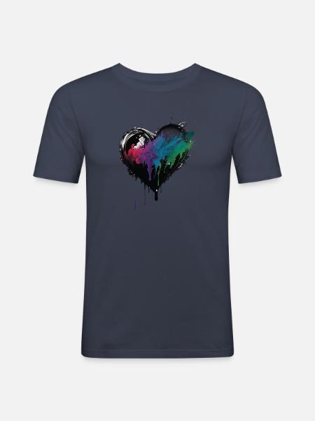 Herz Graffiti Style - Männer Slim Fit T-Shirt - Navy