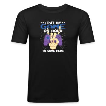 Halloween Gaming Party - Männer Slim Fit T-Shirt - Schwarz - Vorne - Nik (191cm)
