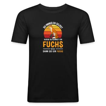 Raubtier Rotfuchs Fuchsliebhaber Fuchs - Männer Slim Fit T-Shirt - Schwarz - Vorne - Nik (191cm)