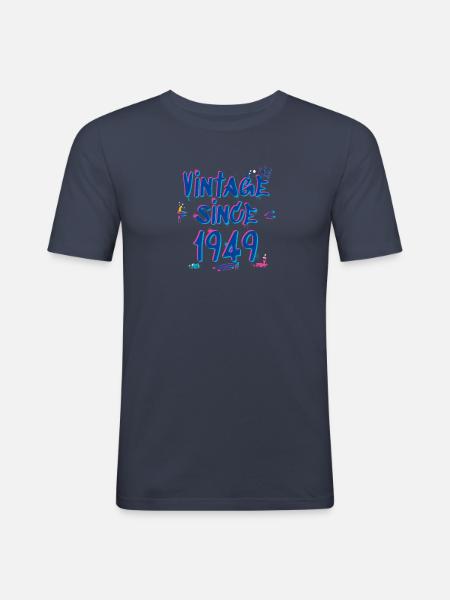 Jahrgang 1949 Graffiti Glitch - 76 Jahre - Männer Slim Fit T-Shirt - Navy