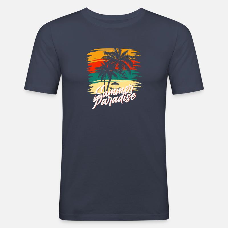 Summer Paradise Sunset - Männer Slim Fit T-Shirt - Navy