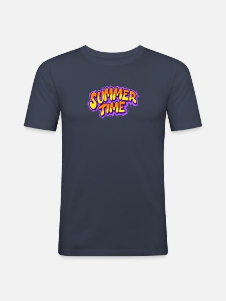 Summer Time Graffiti - Männer Slim Fit T-Shirt - Navy