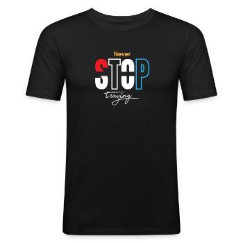 Never Stop Trying - Men's Slim Fit T-Shirt - black - Front - Nik (191cm)