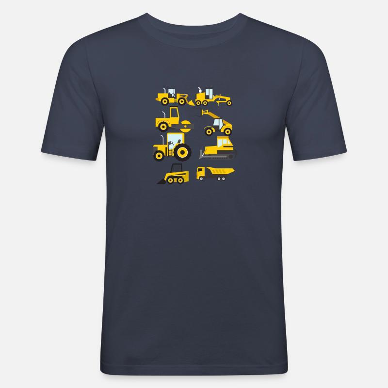 Baubagger Sammlung Funny Constructi - Männer Slim Fit T-Shirt - Navy
