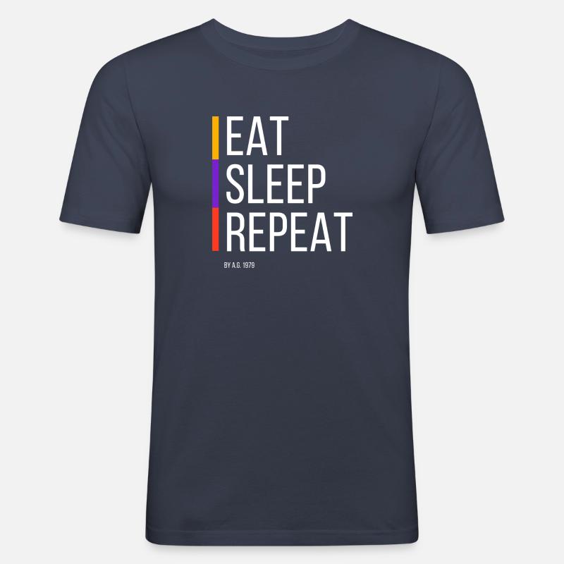 Eatsleeprepeat - Männer Slim Fit T-Shirt - Navy