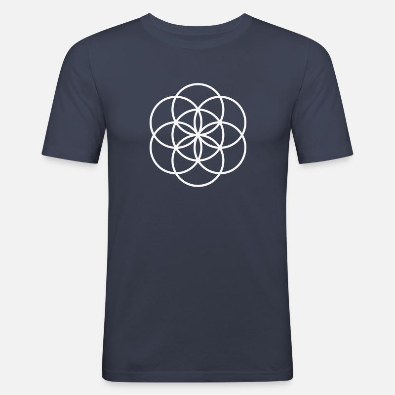 Blume des Lebens - beginning - Männer Slim Fit T-Shirt - Navy