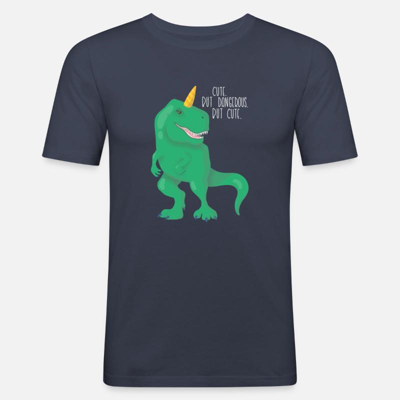 Dino Einhorn T-Rex - Männer Slim Fit T-Shirt - Navy