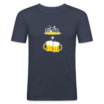 Ich liebe Fahrräder und Bier - Männer Slim Fit T-Shirt - Navy - Vorne - Nik (191cm)