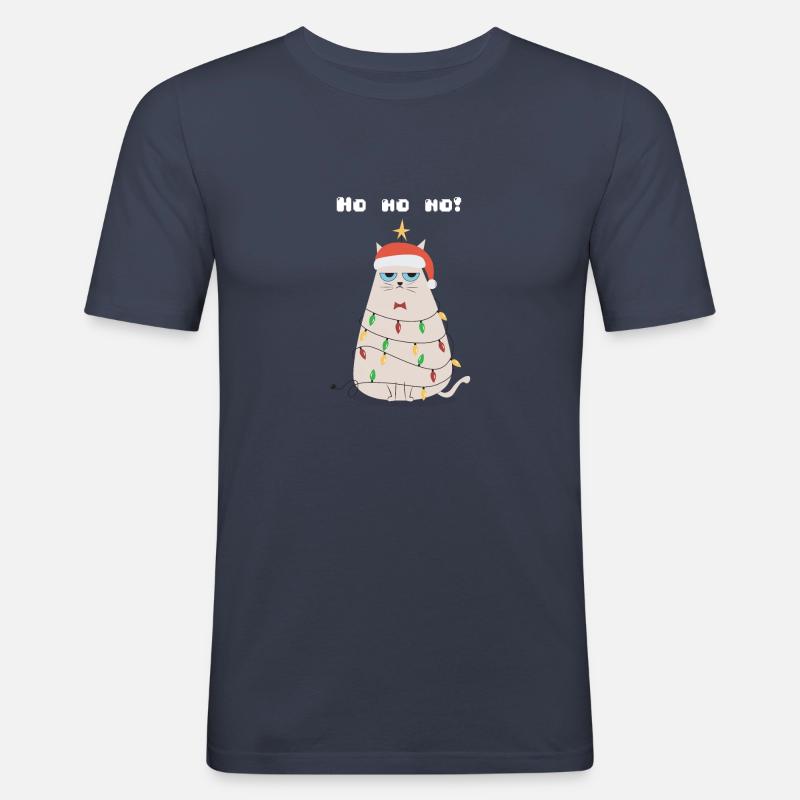 Weihnachten Grumpy Katze - Männer Slim Fit T-Shirt - Navy