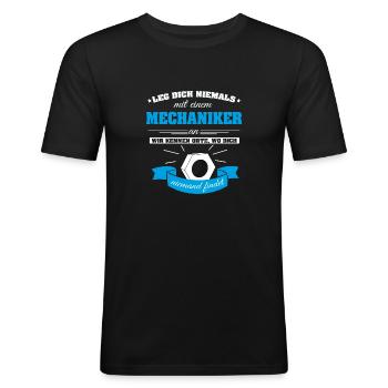 Mechanic - Men's Slim Fit T-Shirt - black - Front - Nik (191cm)