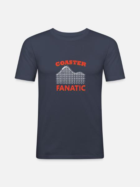 Rollercoaster Fanatic Achterbahn Freizeitpark - Männer Slim Fit T-Shirt - Navy