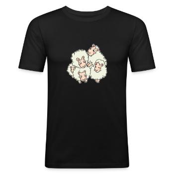 Troupeau de moutons troupeau d'agneau laine horde - T-shirt près du corps Homme - noir - Devant - Nik (191cm)
