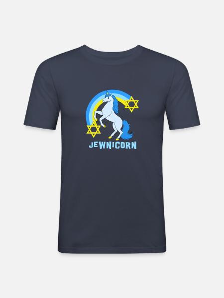 Judaism Eenhoornster van David Joodse Joden - Mannen slim fit T-shirt - navy