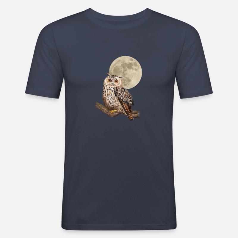 Mysteriöse Eule - Männer Slim Fit T-Shirt - Navy