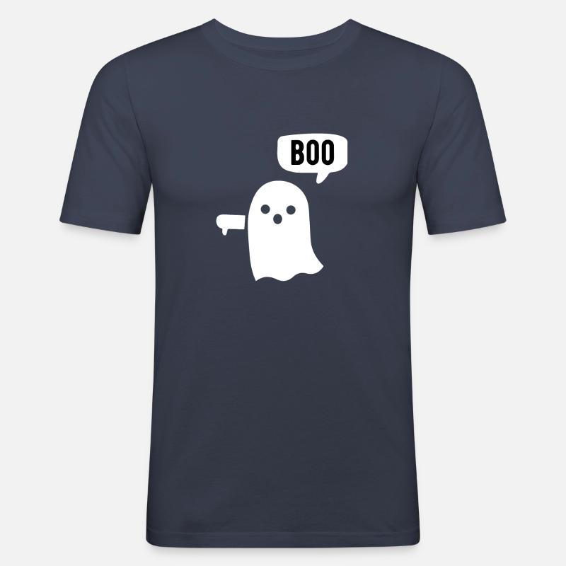 Boo Ghost Daumen runter - Männer Slim Fit T-Shirt - Navy