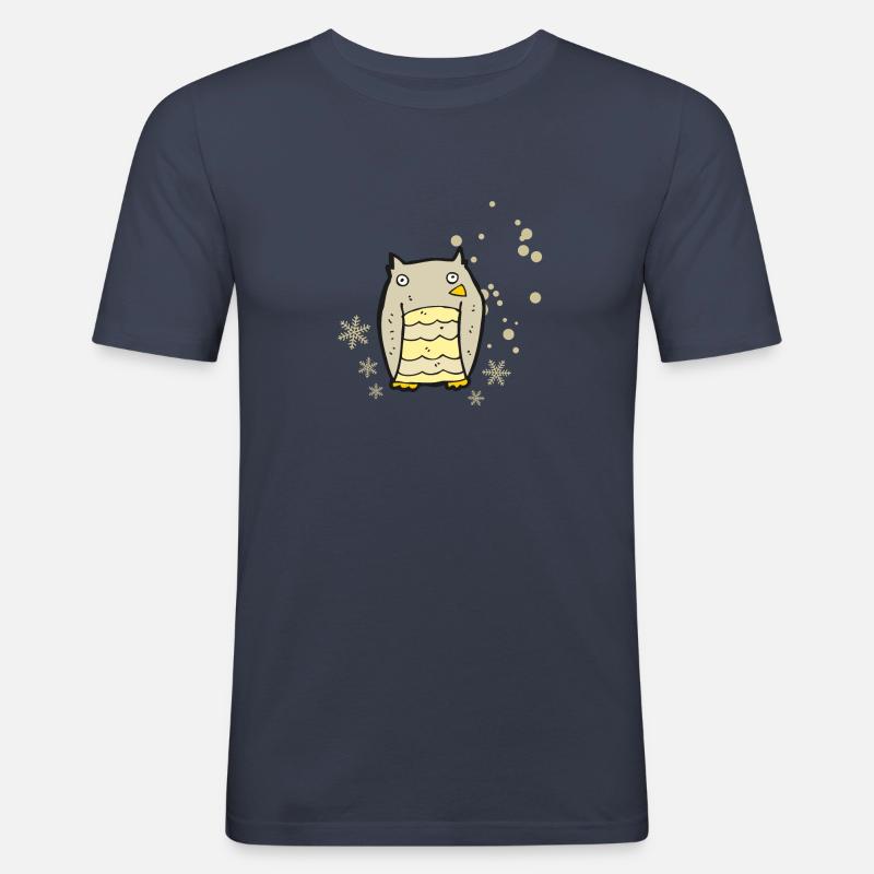 Herzige Eule mit Schneeflocken - Männer Slim Fit T-Shirt - Navy