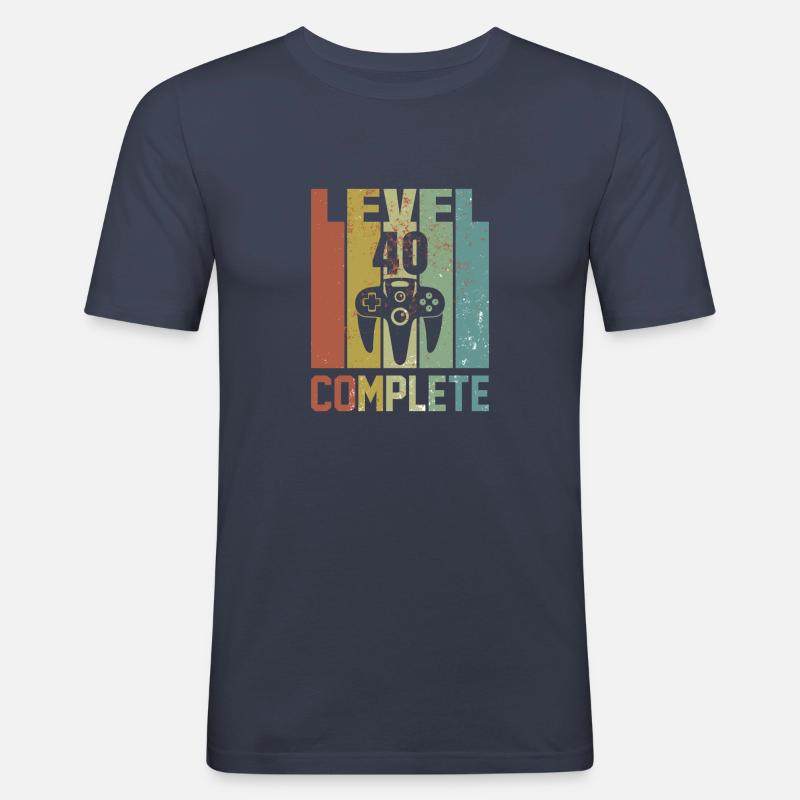 Level 40 complete Geburtstagsshirt Geschenk - Männer Slim Fit T-Shirt - Navy